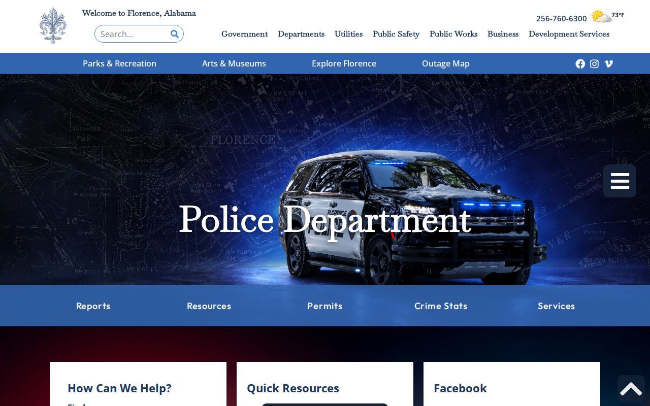 Florence Police Department building for city criminal records