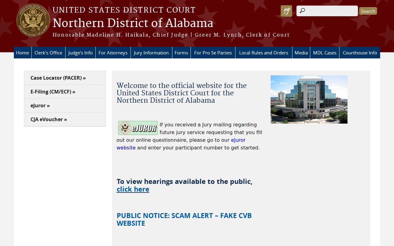 Northern District of Alabama federal criminal records for Lauderdale County