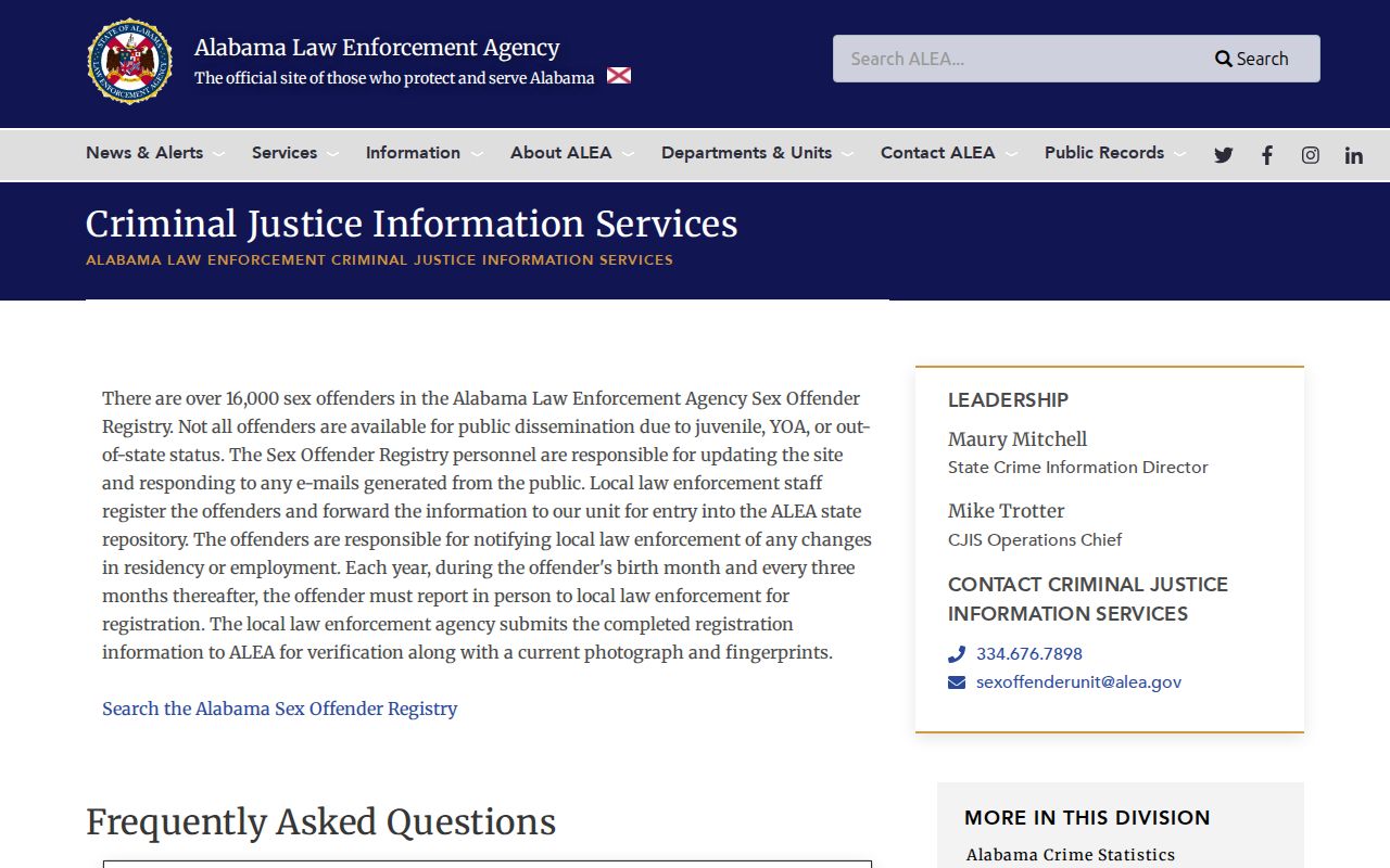 ALEA FAQ for Lauderdale County sex offender registry updates